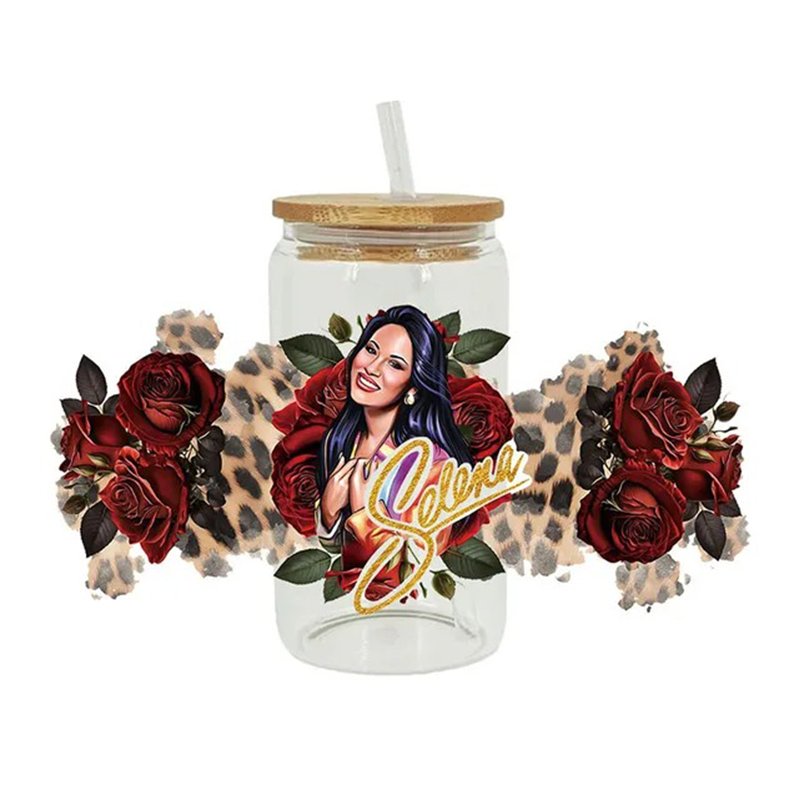 Selena uvdtf cup wraps transfers custom 3D mexican artist uv dtf decals waterproof stickers printed for DIY glass can cup