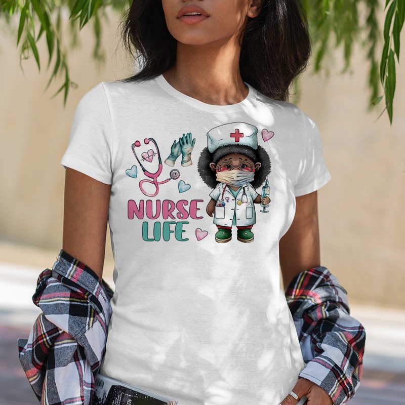 Sublimation Transfers Nurse Plastisol Heat Transfer Vinyl Design Black Women Iron On Transfer Print On T-shirt