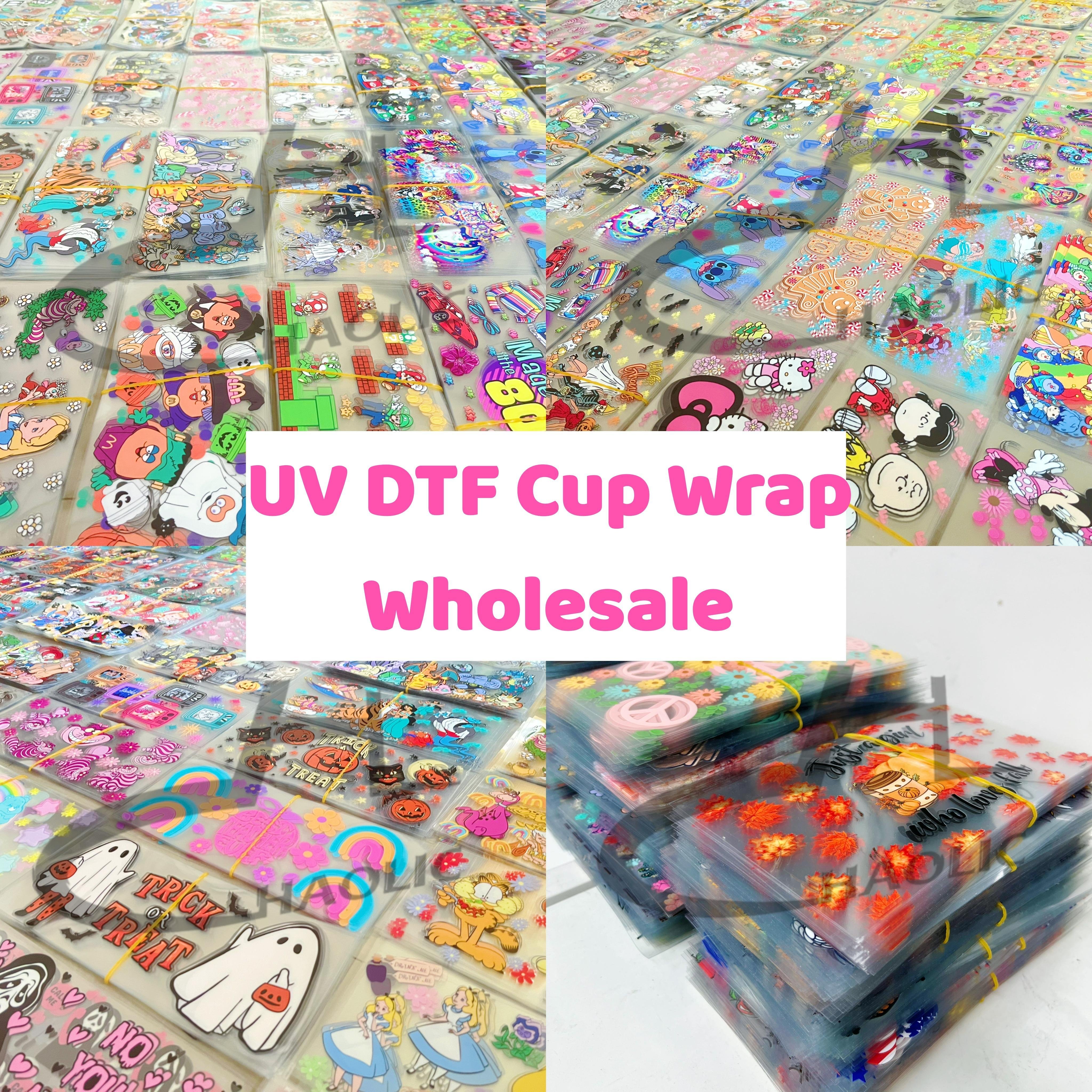 Good Selling 16oz Libbey UV DTF Custom Cup Wraps Tumbler Logo Ready to Ship Transfer Printing For Glass Can UV DTF Cup Wraps