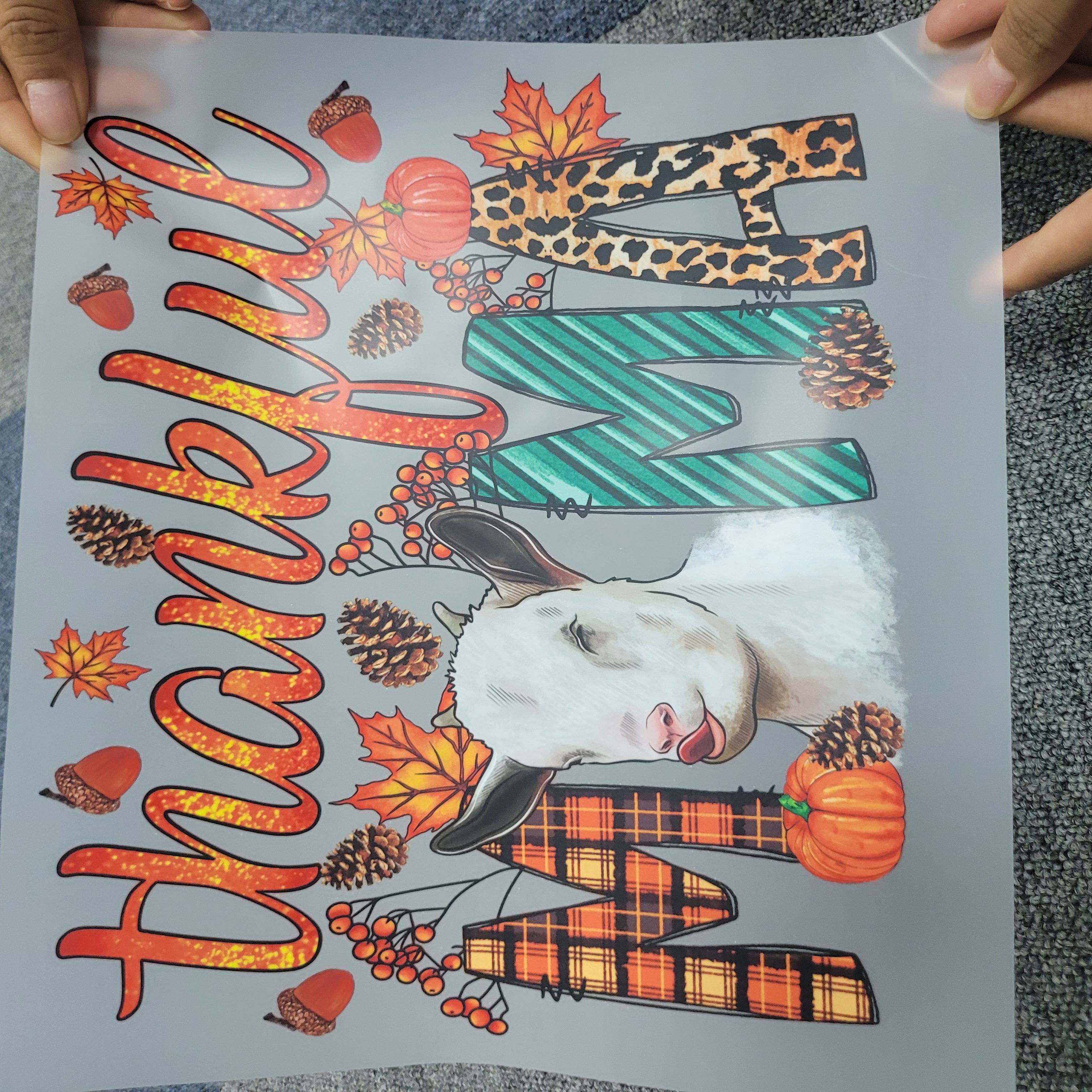 Iron-On Colorful Peace Love Thanksgiving Decals Turkey DTF Heat Transfer Printing Ready To Press For Kids Girls T-Shirts