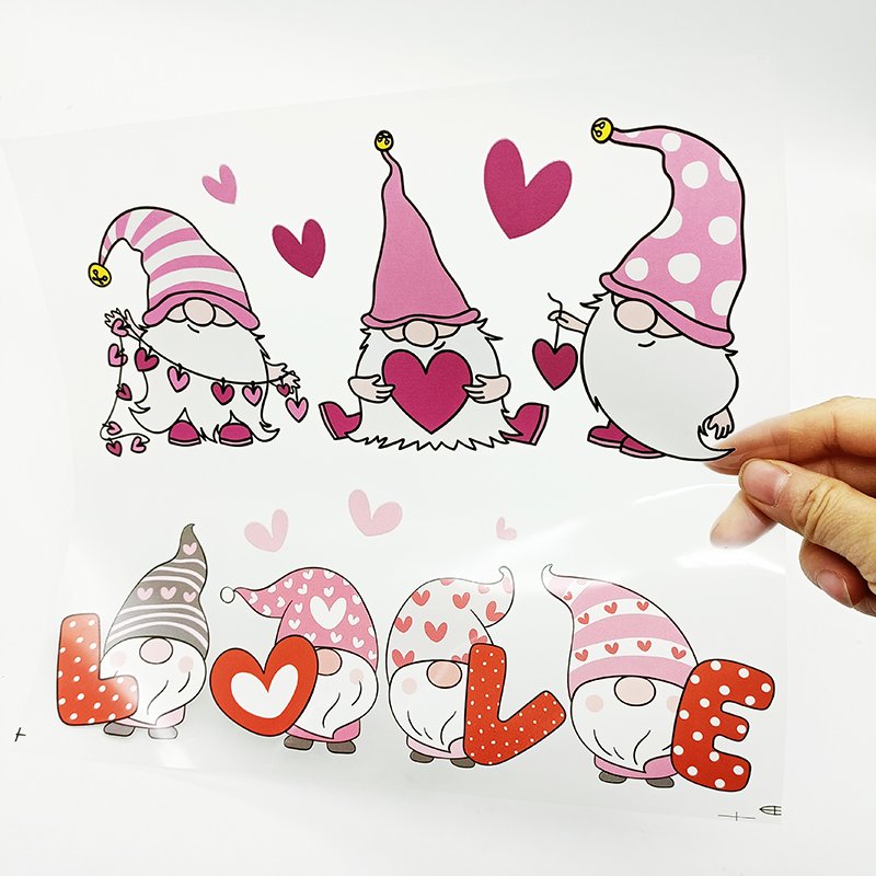 DIY offset transfer prints gnome print transfer valentine days dtf heat transfers for t-shirts valentines for T-shirt