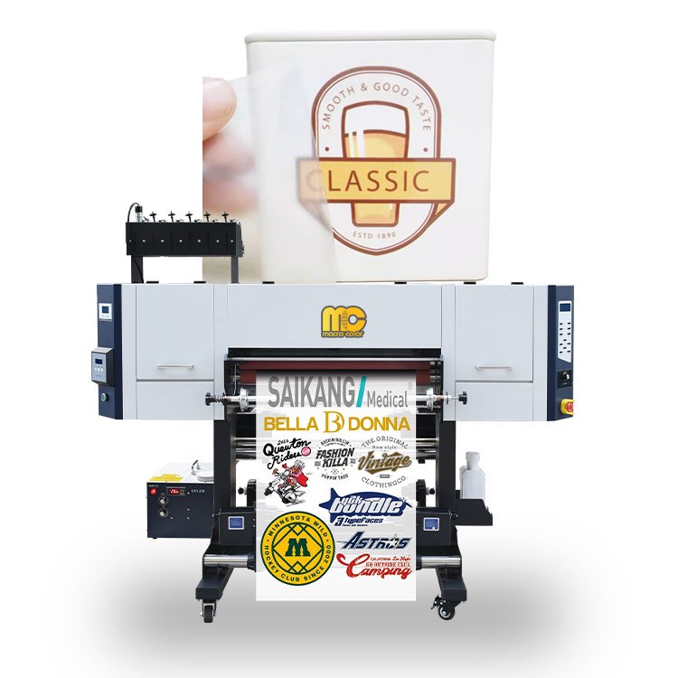 New Development UV Transfer Sticker Printer A1 60cm Dtf UV Printing Machine with Auto Lamination UV Dtf White