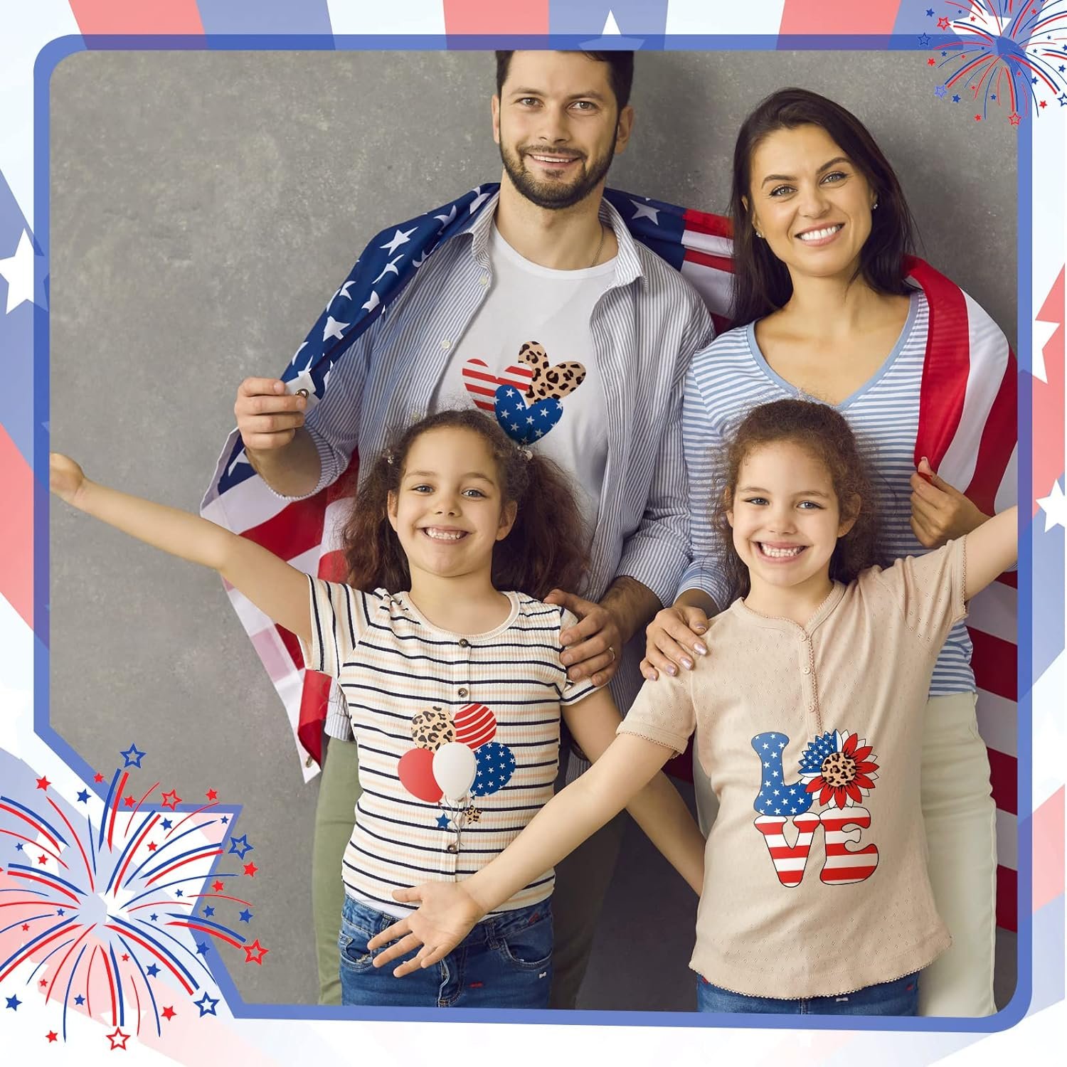 On Transfers Leopard Print Style Patches Appliques Heat Transfers Vinyl Cute Patriotic Decals for Clothes Independent Day Iron