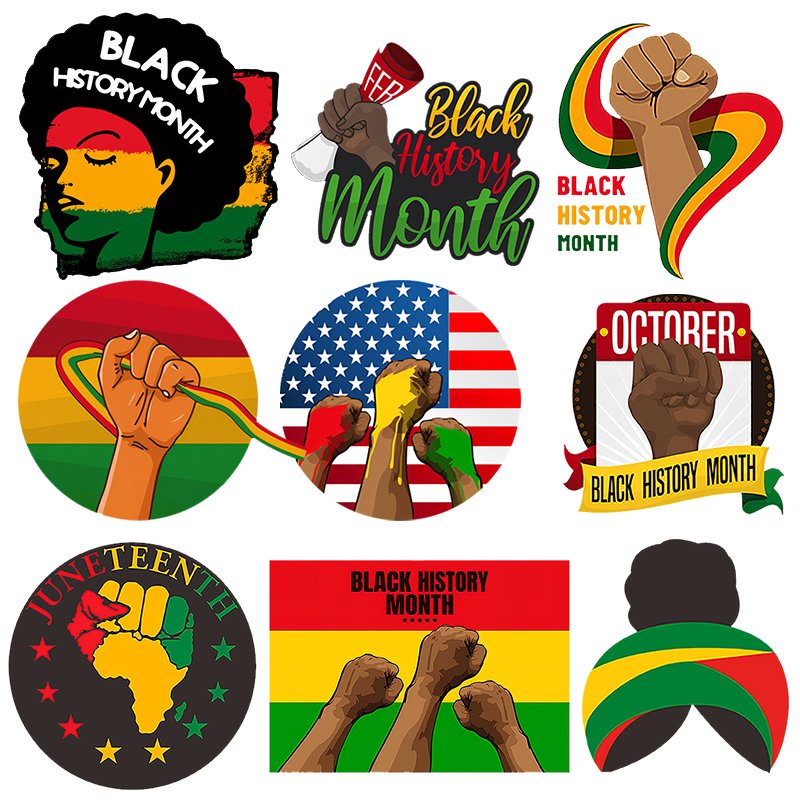 Wholesale Custom Juneteenth heat transfer label sticker used for clothing packing hat DTF heat transfer printing