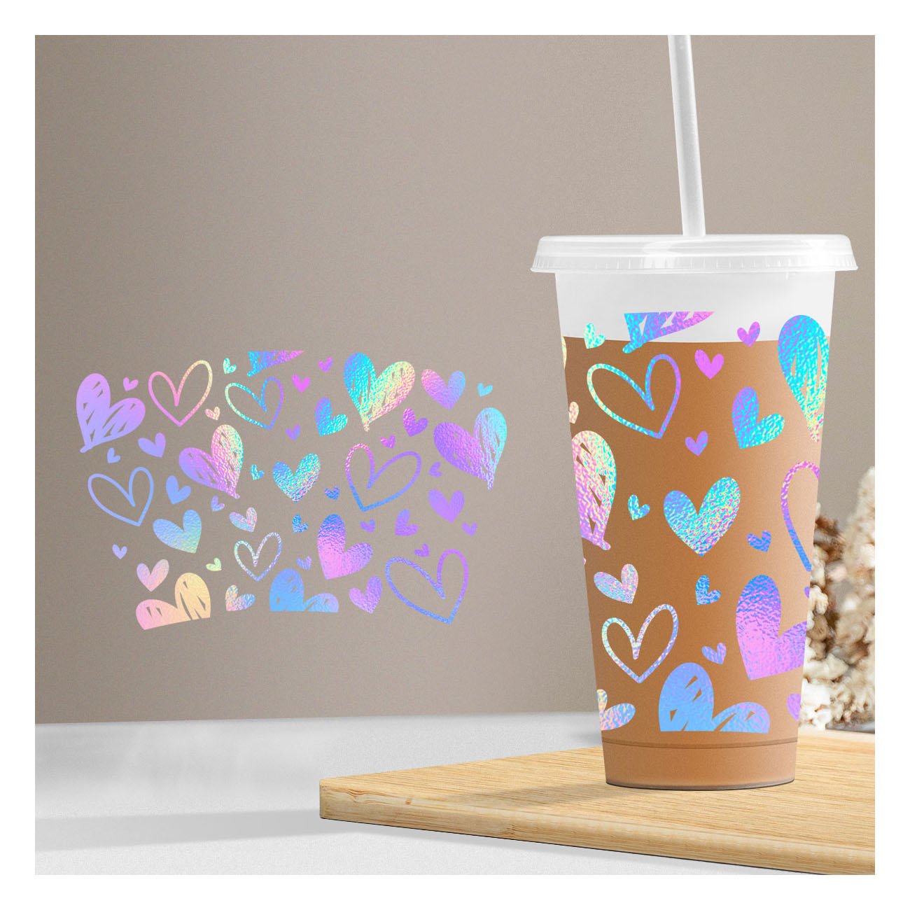 Custom Ready To Press UV DTF Cold Cup Tumbler Wrap Cold Transfers 24 oz Cold Cup Stickers Wraps