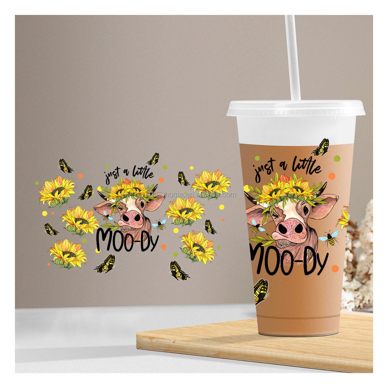 Custom Ready To Press UV DTF Cold Cup Tumbler Wrap Cold Transfers 24 oz Cold Cup Stickers Wraps