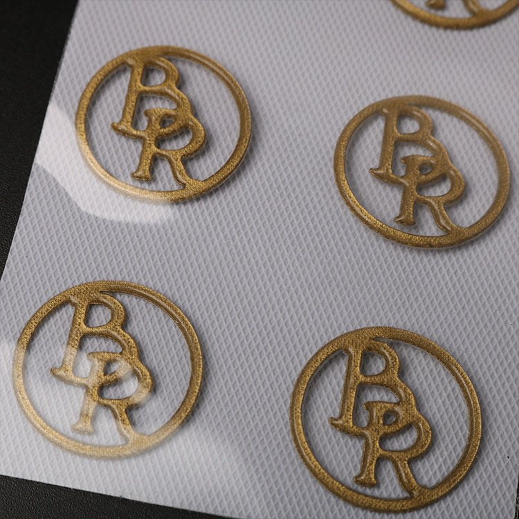 Heat Press Custom Raised Brand Design Round Shape Thick Glitter Material Silicone Heat Transfer Sheet Labels for T-shirts