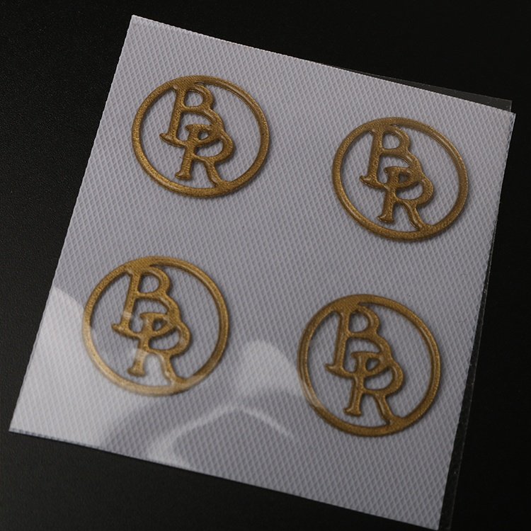 Heat Press Custom Raised Brand Design Round Shape Thick Glitter Material Silicone Heat Transfer Sheet Labels for T-shirts