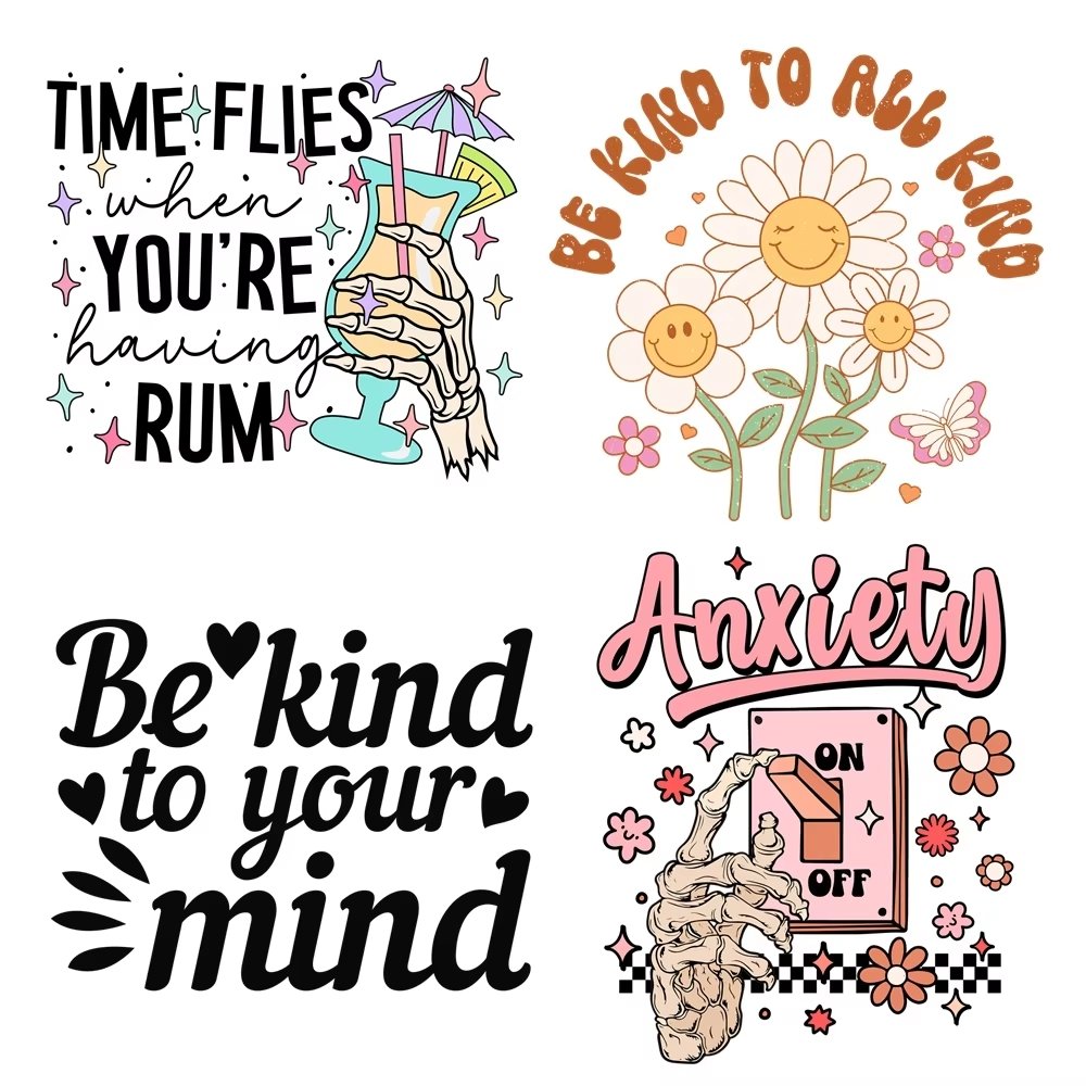 65 Affirmation Positive Anxiety DTF Ready to Press dtf Transfers tshirt DTF Transfers Mental Health Retro IRon on Sticker