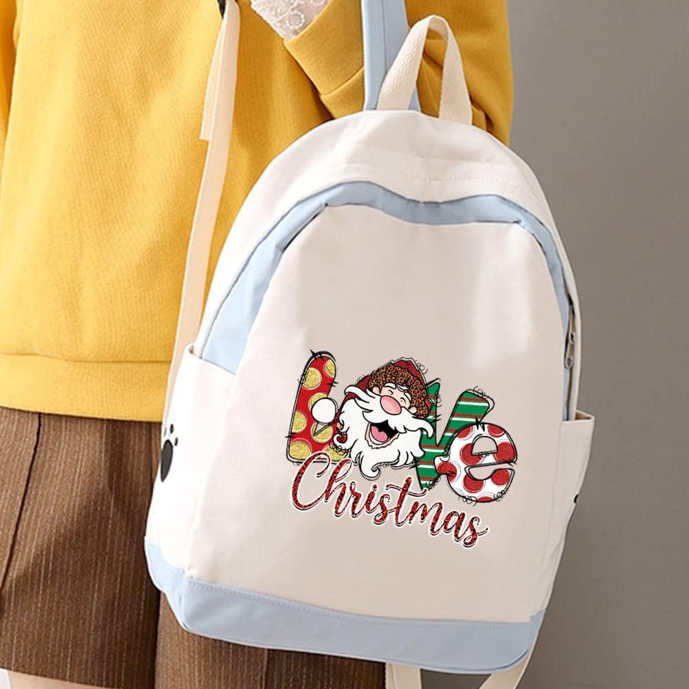 Christmas Iron on Decals for Clothing Unique Christmas Tree Santa Claus Design Heart Transfer Stickers for T-Shirts Decorations