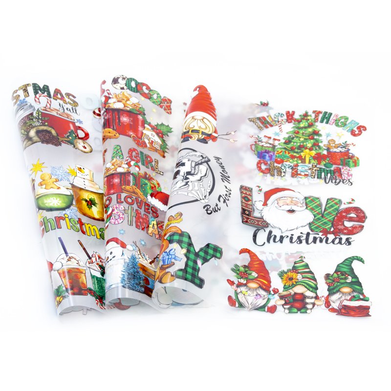 Glitter dtf transfer custom christmas tree designs plastisol screen print ready to press heat transfers for t shirts sweatshirts