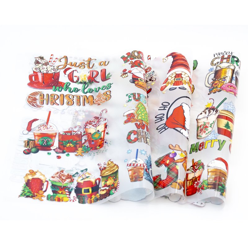Glitter dtf transfer custom christmas tree designs plastisol screen print ready to press heat transfers for t shirts sweatshirts