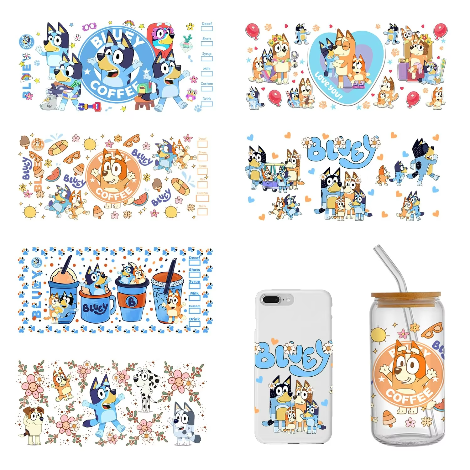 High Quality UV DTF Wrap Transfers Wholesale Design Cartoon Heat Transfer Printing for Bottles