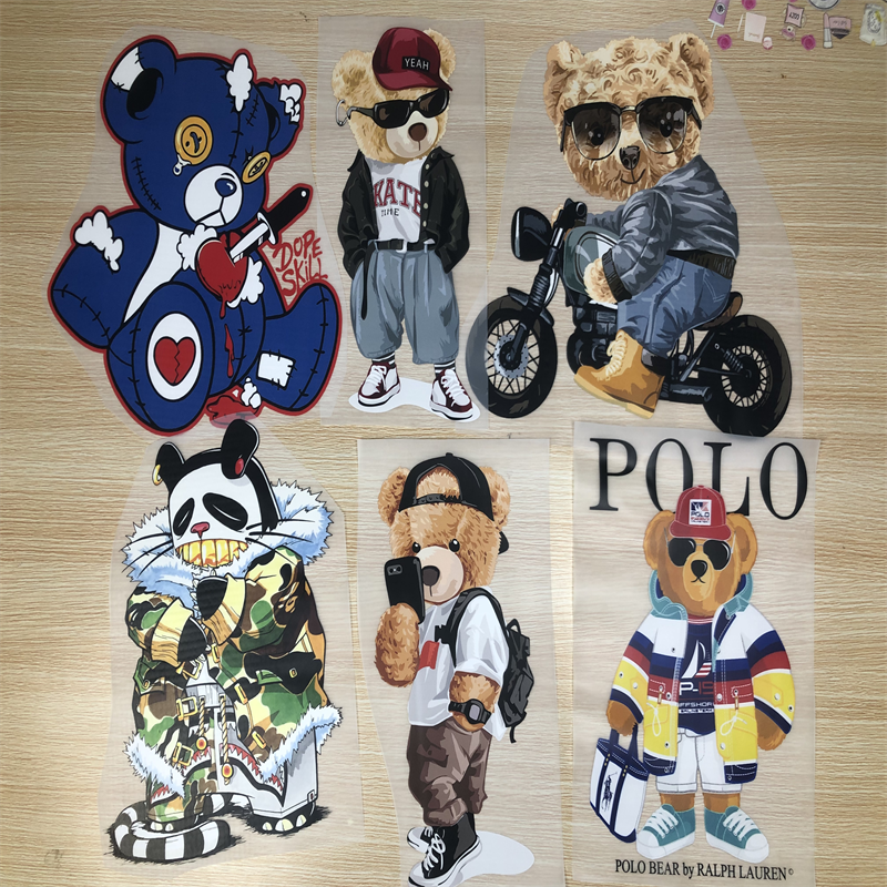 Design T-shirt Dtf Printing Garment High Quality Custom Bear Screen Printing Plastisol Heat Transfer Printing Washable 10 Pcs