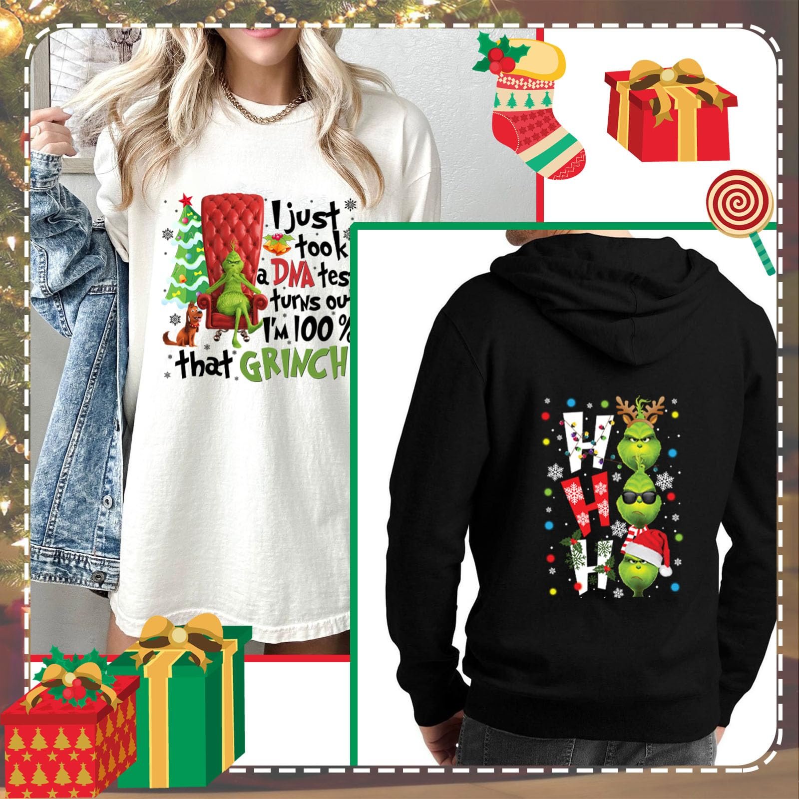 custom Size Hot Sale PET DTF Digital Transfer Heat Transfer Printing custom hoodies Christmas graphic transfer jacket