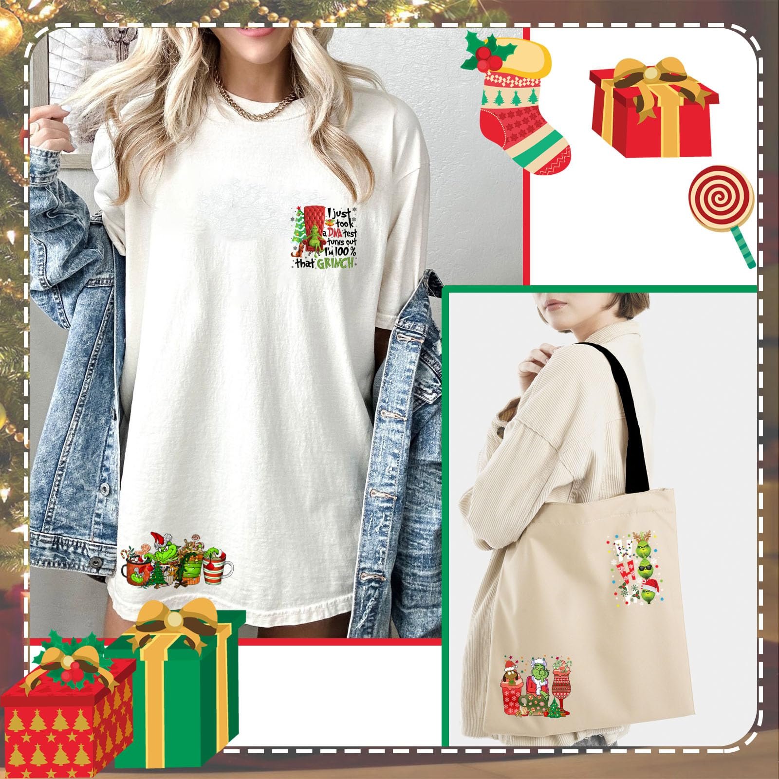 custom Size Hot Sale PET DTF Digital Transfer Heat Transfer Printing custom hoodies Christmas graphic transfer jacket