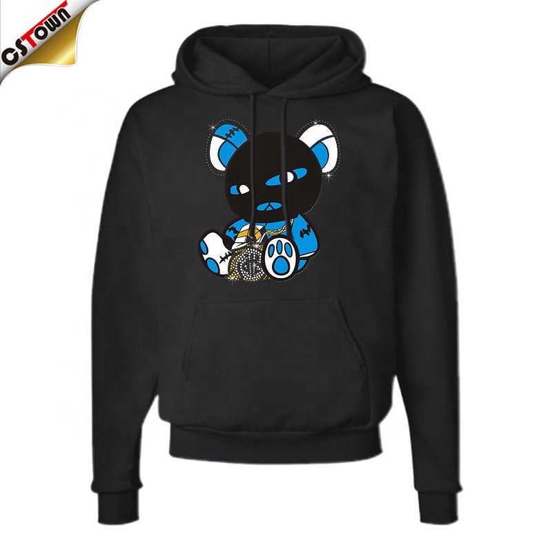 Low MOQ Bear Design Rhinestone Heat Transfers Custom Iron on Heat Transfer Printing for T-shirt