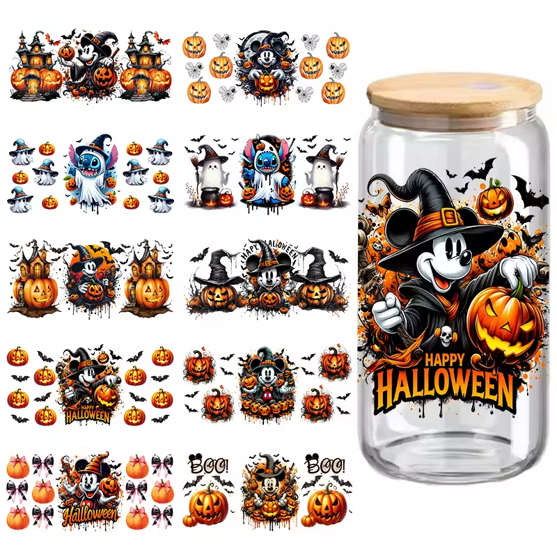 Halloween Custom UV DTF Transfer Printing Water Washable and Waterproof Vinyl on PET Material for Tumblers and Mugs