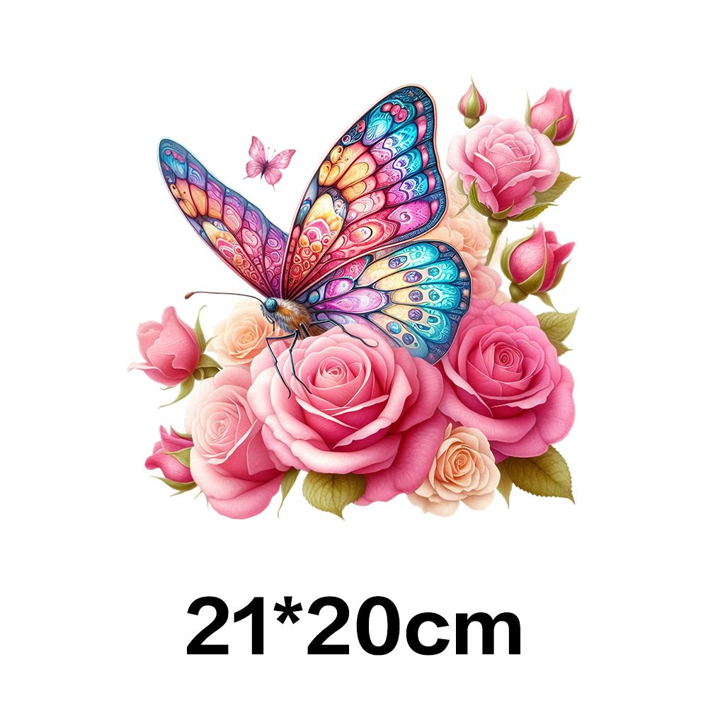 Flower clothing, butterfly hot stamping stickers, T-shirts, heat transfer hot stamping discount goods, canvas bag printing