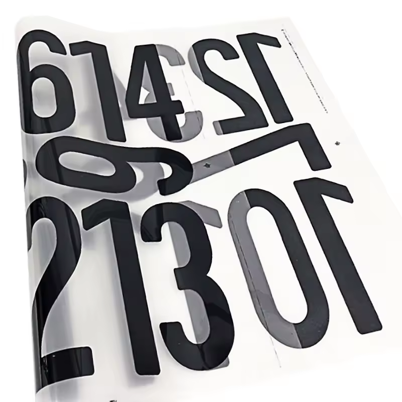 Factory Custom Multicolor washable Heat Transfer Numbers for Soccer Jersey