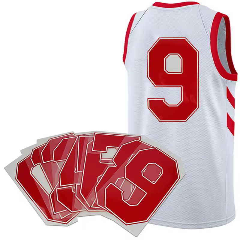 Factory Custom Multicolor washable Heat Transfer Numbers for Soccer Jersey