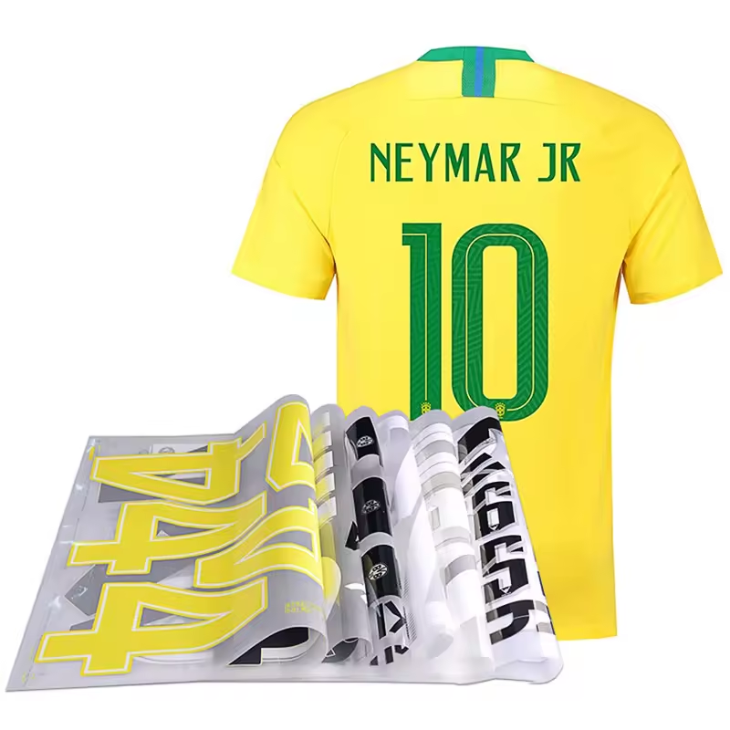Factory Custom Multicolor washable Heat Transfer Numbers for Soccer Jersey