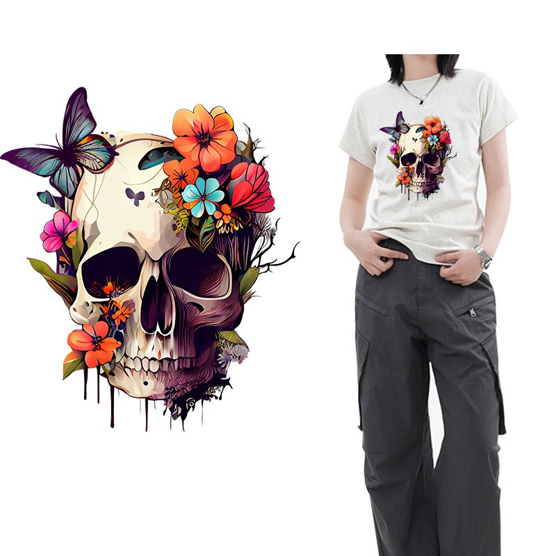 Street culture flower iron on transfer for clothing dtf transfers ready to press Heat Transfer Printing