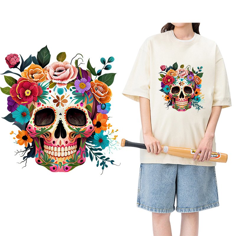 Street culture flower iron on transfer for clothing dtf transfers ready to press Heat Transfer Printing