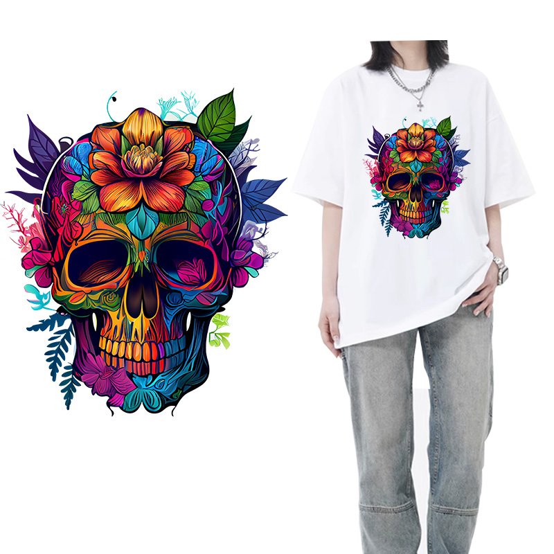Street culture flower iron on transfer for clothing dtf transfers ready to press Heat Transfer Printing