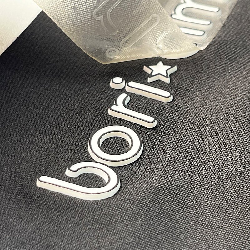 custom logo sticker labels dtf screen print plastisol silicon heat transfers printing designs for t shirts 3D puff vinyl