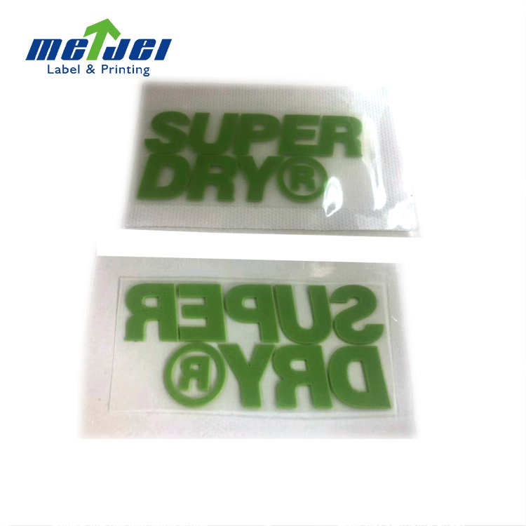 Custom embossed heat transfers 3D silicone rubber heat transfer label for clothing