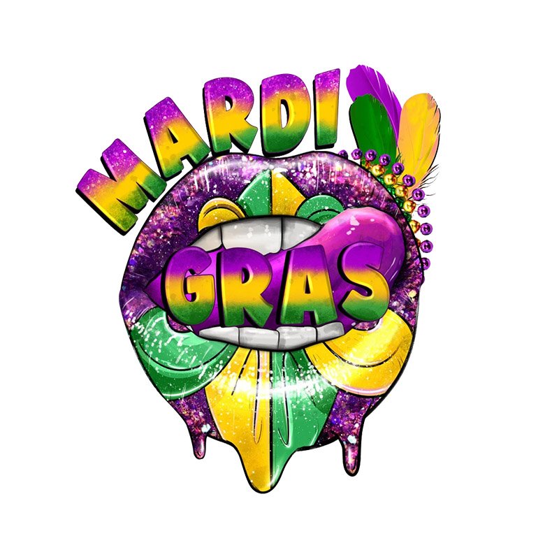 Custom Mardi Gras Heat Transfer Printing Iron On Transfer DTF Film Printing Ready To Press Heat Transfer Designs For T-shirts