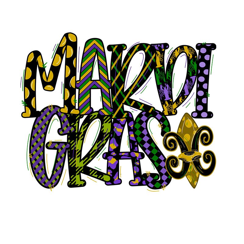 Custom Mardi Gras Heat Transfer Printing Iron On Transfer DTF Film Printing Ready To Press Heat Transfer Designs For T-shirts