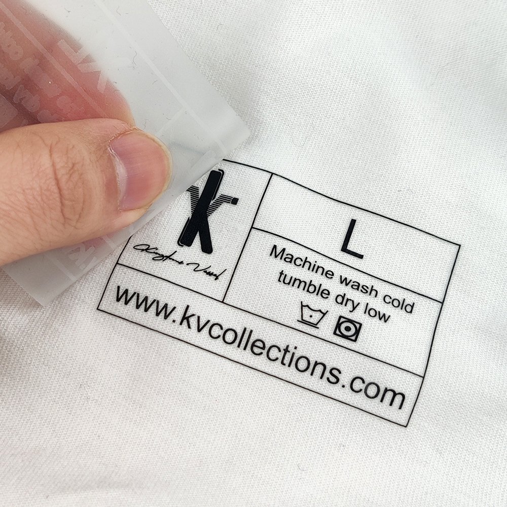 Wholesale Custom Clothing Iron On Heat Press Tagless Wash Label Neck Label Logo Heat Transfer Label Printing for T-Shirts