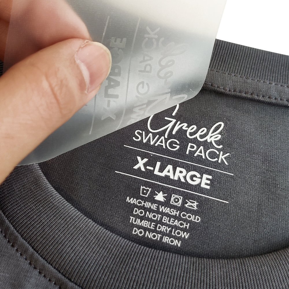 Wholesale Custom Clothing Iron On Heat Press Tagless Wash Label Neck Label Logo Heat Transfer Label Printing for T-Shirts