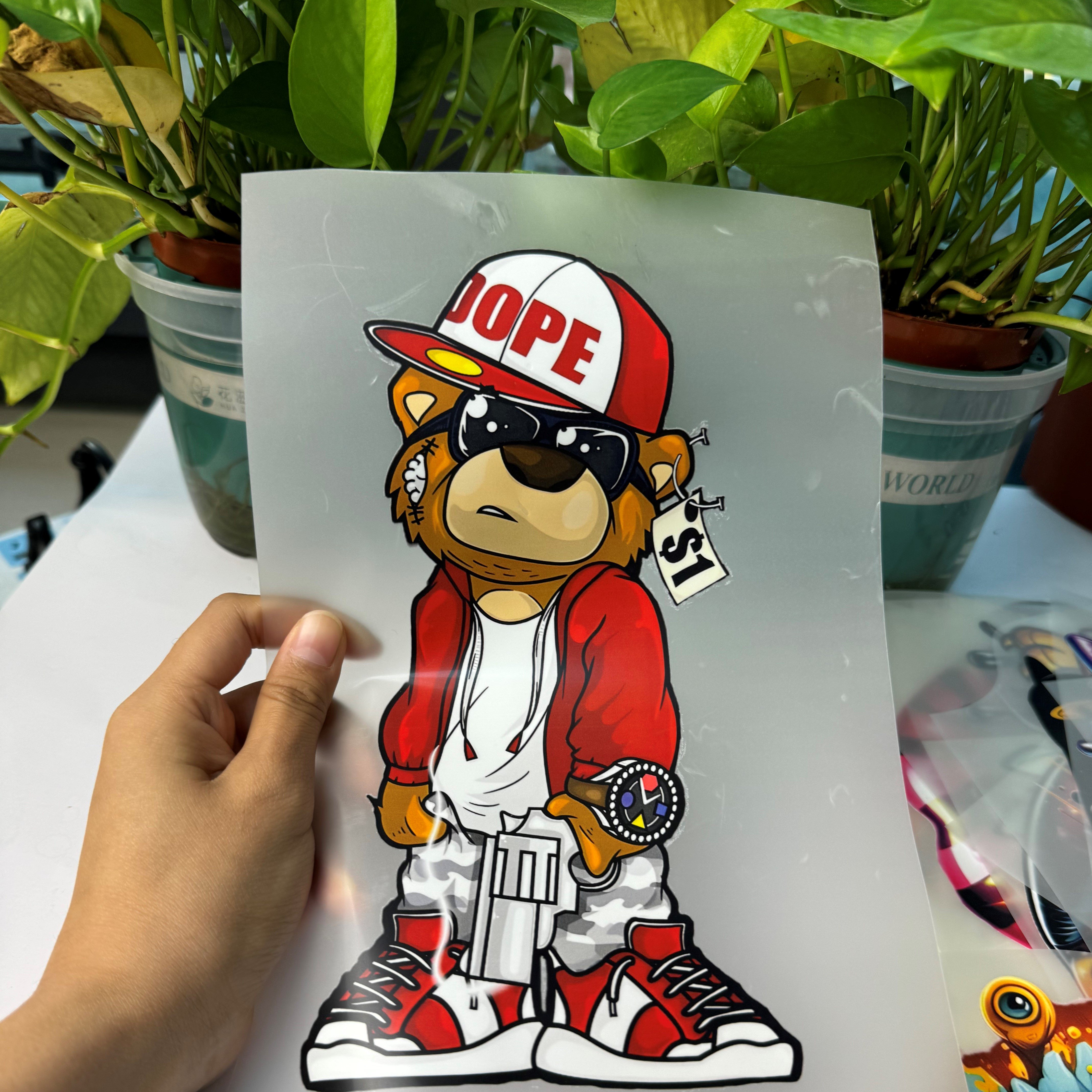 Wholesale Custom Cartoon Animal Design Heat Transfer Stickers Screen Printing DTF for Clothing Soft Washable Plastic Material
