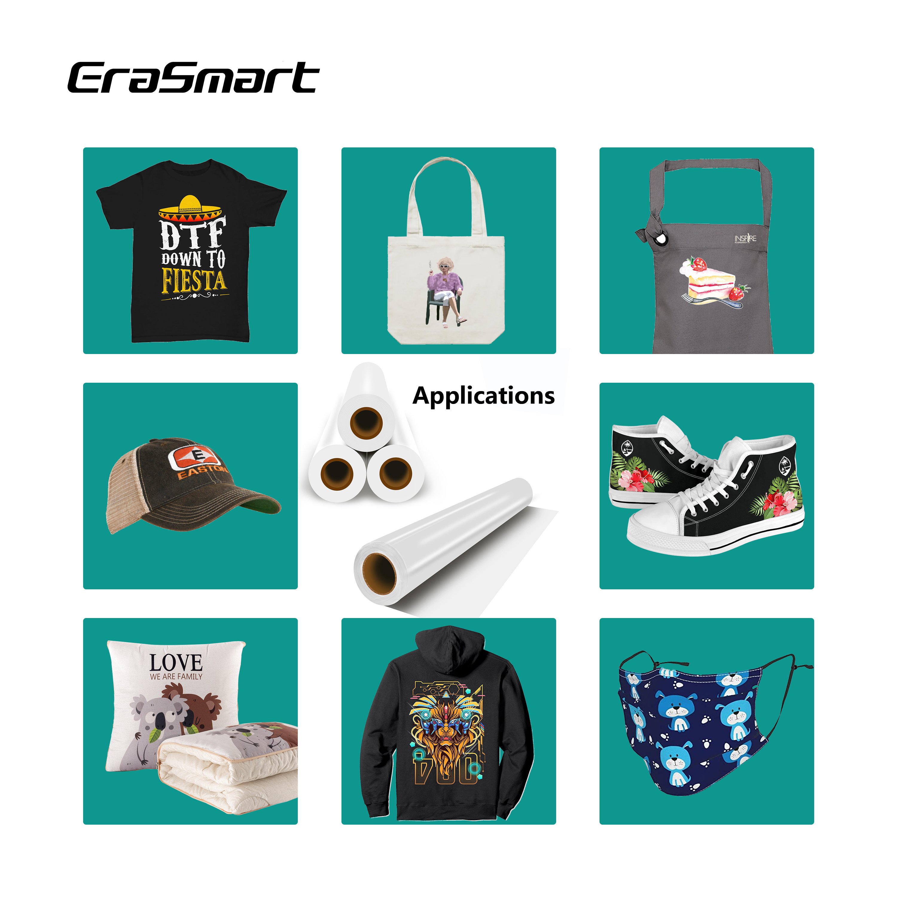 Erasmart Dtf Printer T Shirt Printer Digital T-Shirt Printing Machine Satin Ribbon Printer Machine