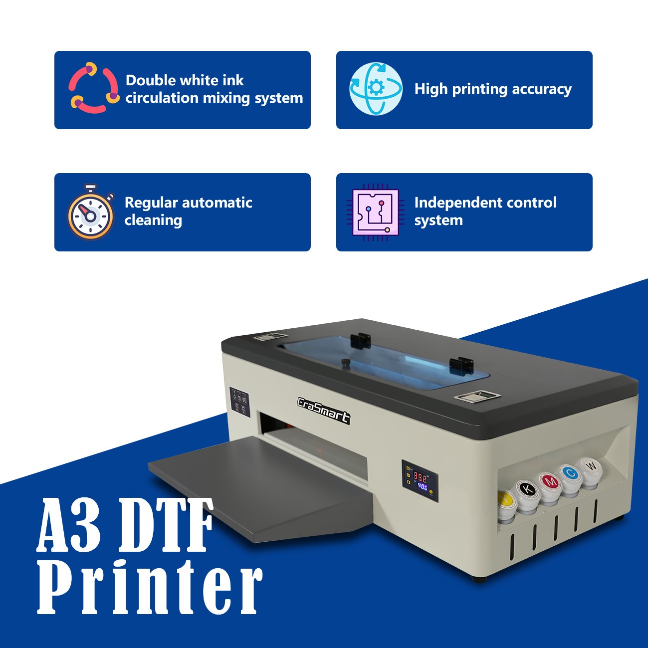 Erasmart Dtf Printer T Shirt Printer Digital T-Shirt Printing Machine Satin Ribbon Printer Machine