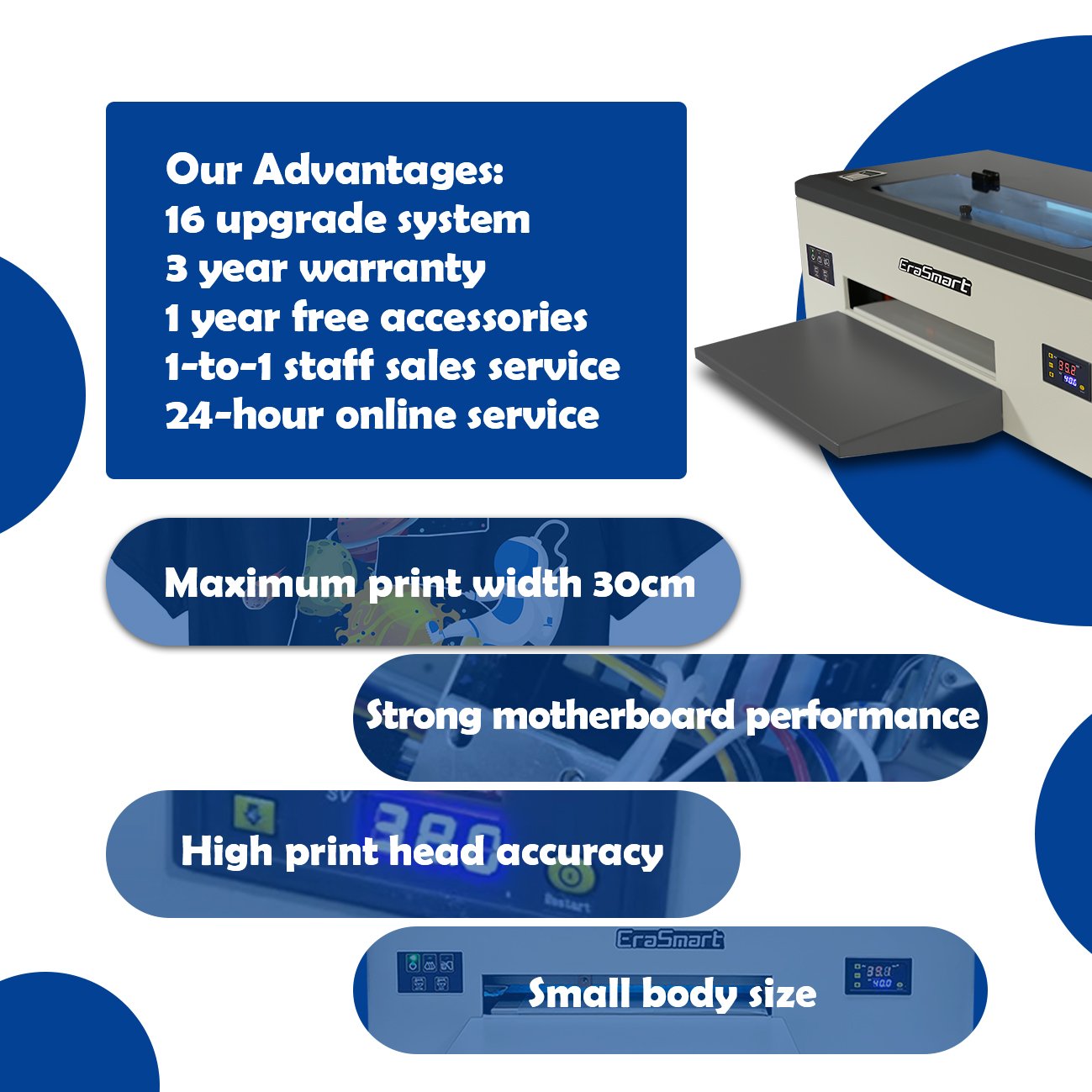 Erasmart Dtf Printer T Shirt Printer Digital T-Shirt Printing Machine Satin Ribbon Printer Machine