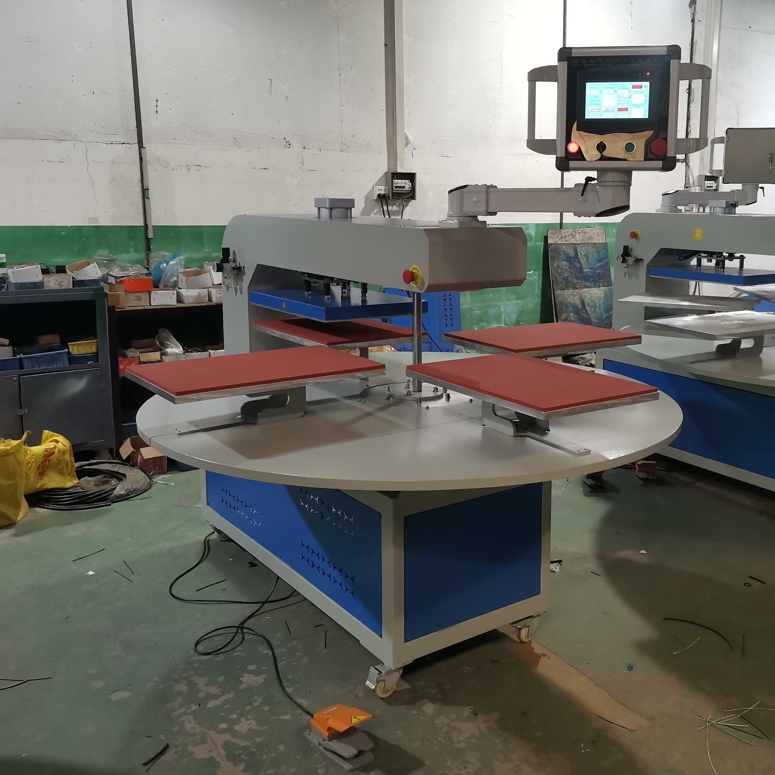 Automatic 4-6worktable rotary pneumatic heat press transfer printing machine 40x60 60x80 for industrial garment t shirt fabric