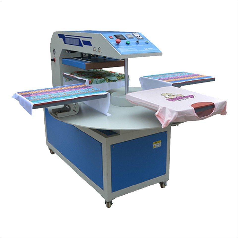 Automatic 4-6worktable rotary pneumatic heat press transfer printing machine 40x60 60x80 for industrial garment t shirt fabric