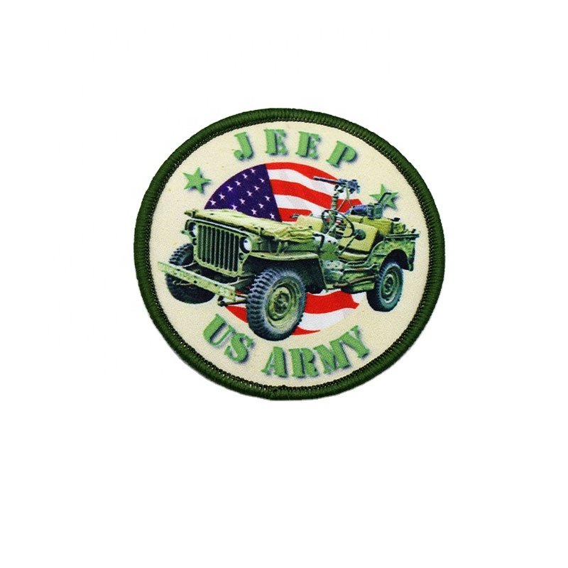 Heat Transfer Printing Merrow Border Custom Cartoon Logo Garment Dye Sublimation Patches Labels for Garment