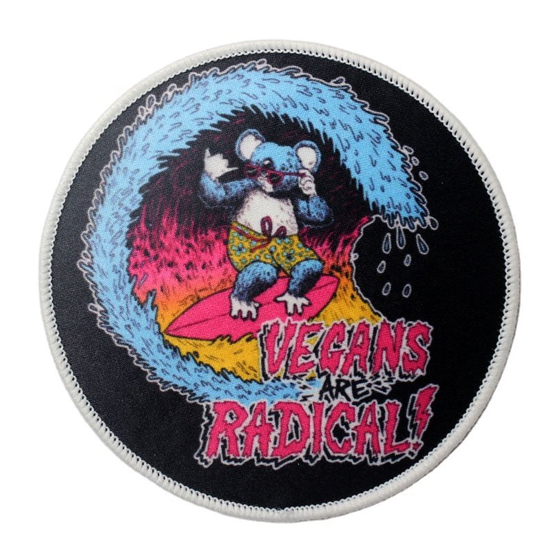 Heat Transfer Printing Merrow Border Custom Cartoon Logo Garment Dye Sublimation Patches Labels for Garment