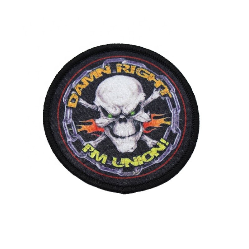 Heat Transfer Printing Merrow Border Custom Cartoon Logo Garment Dye Sublimation Patches Labels for Garment