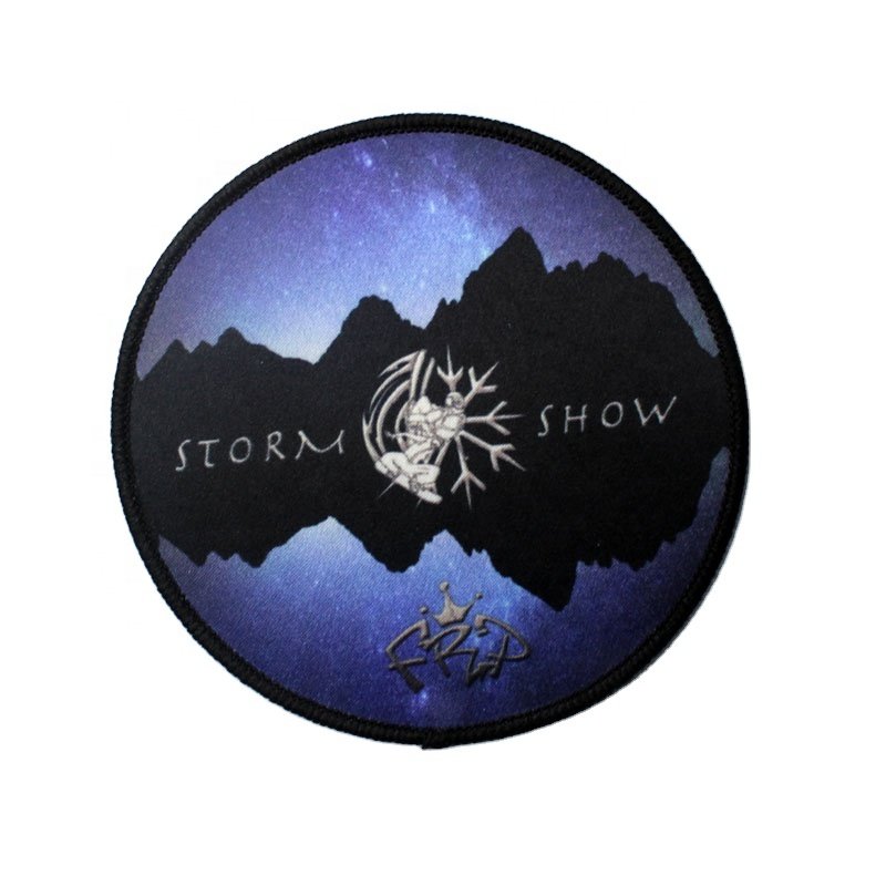 Heat Transfer Printing Merrow Border Custom Cartoon Logo Garment Dye Sublimation Patches Labels for Garment