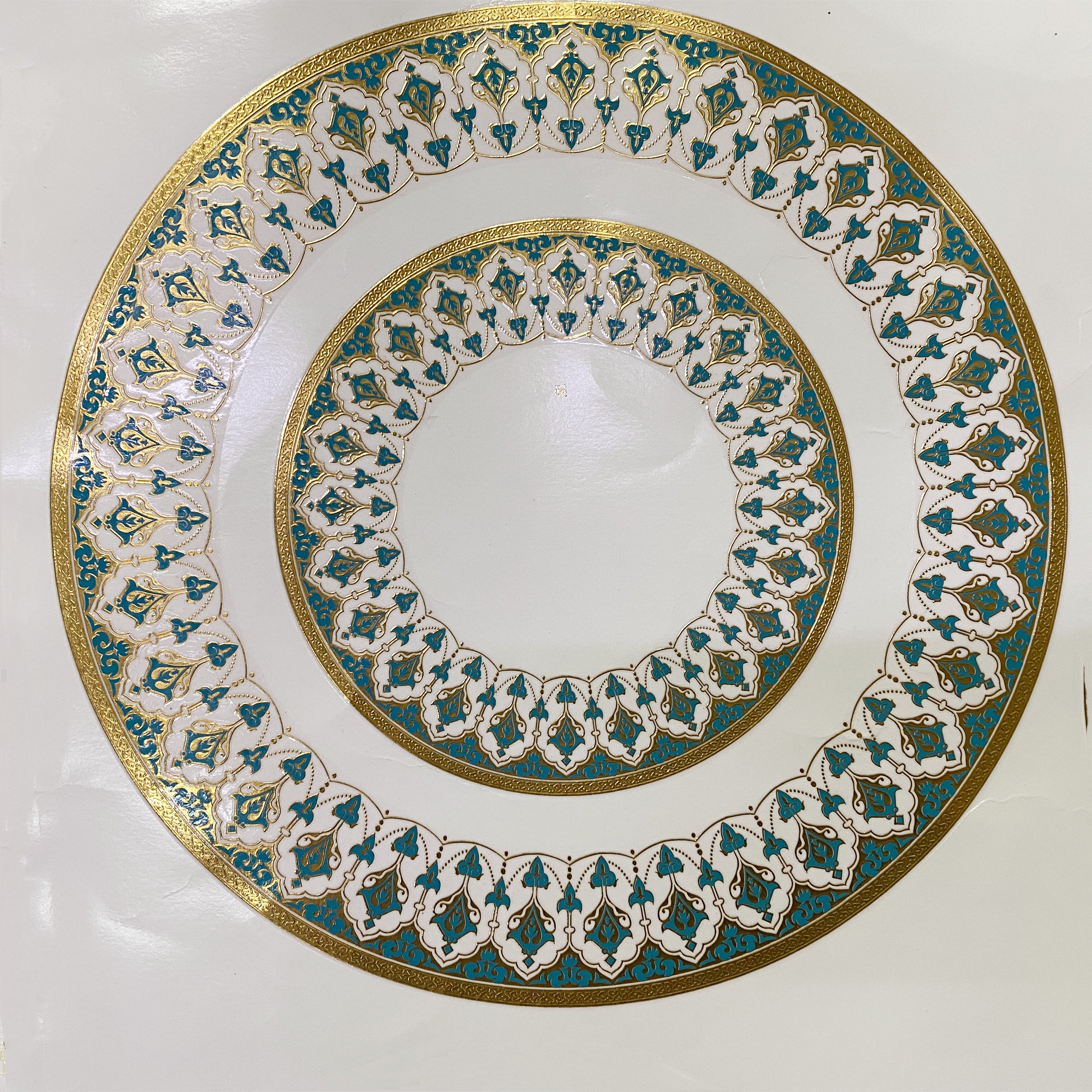 Classic Luxury Embossed Golden Gold Color Customized Water Slide Decals Water Transfer Printing Ceramic Decal For Plates