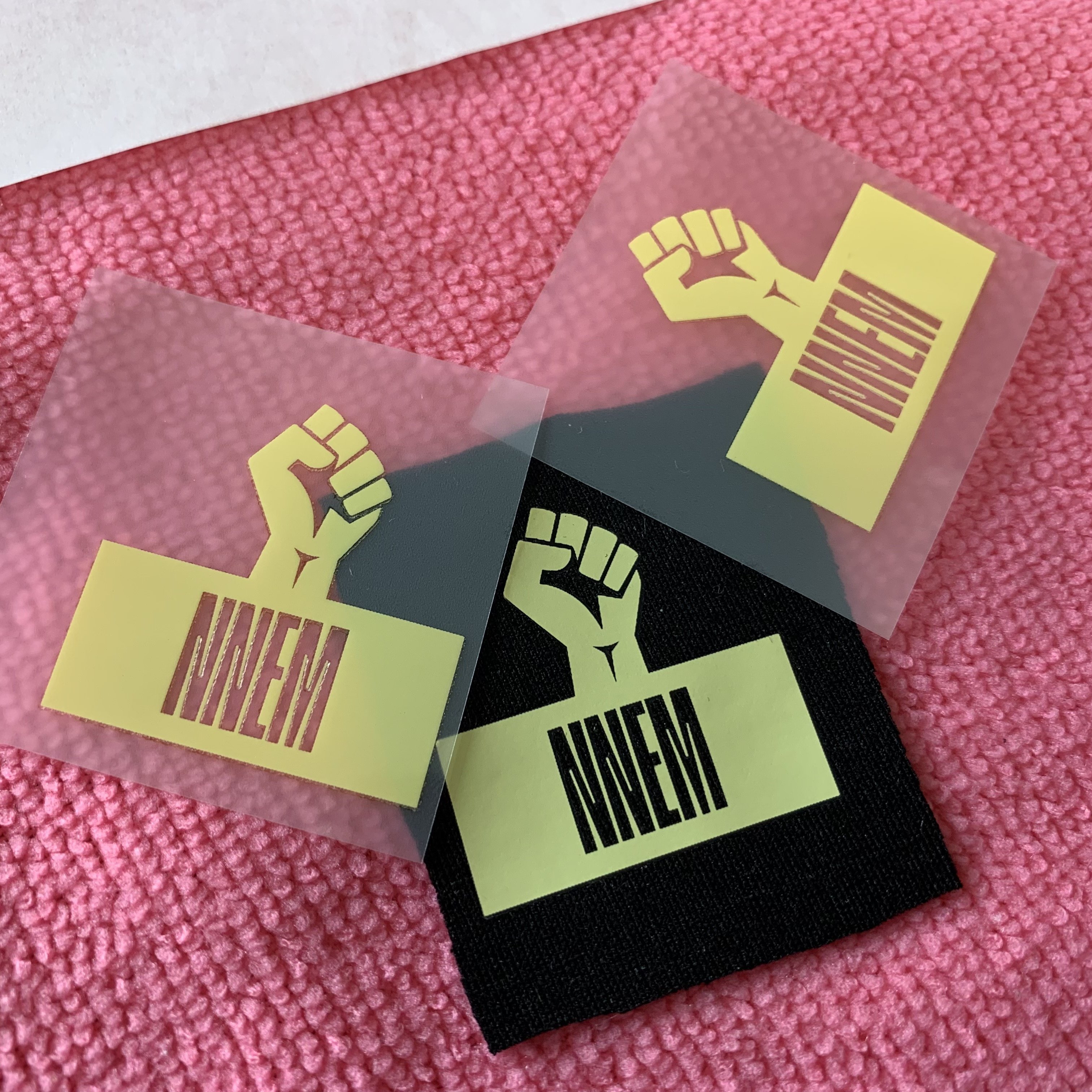 company logo clear PET film heat transfer printing label,not break clothing front logo heat press transfer sticker