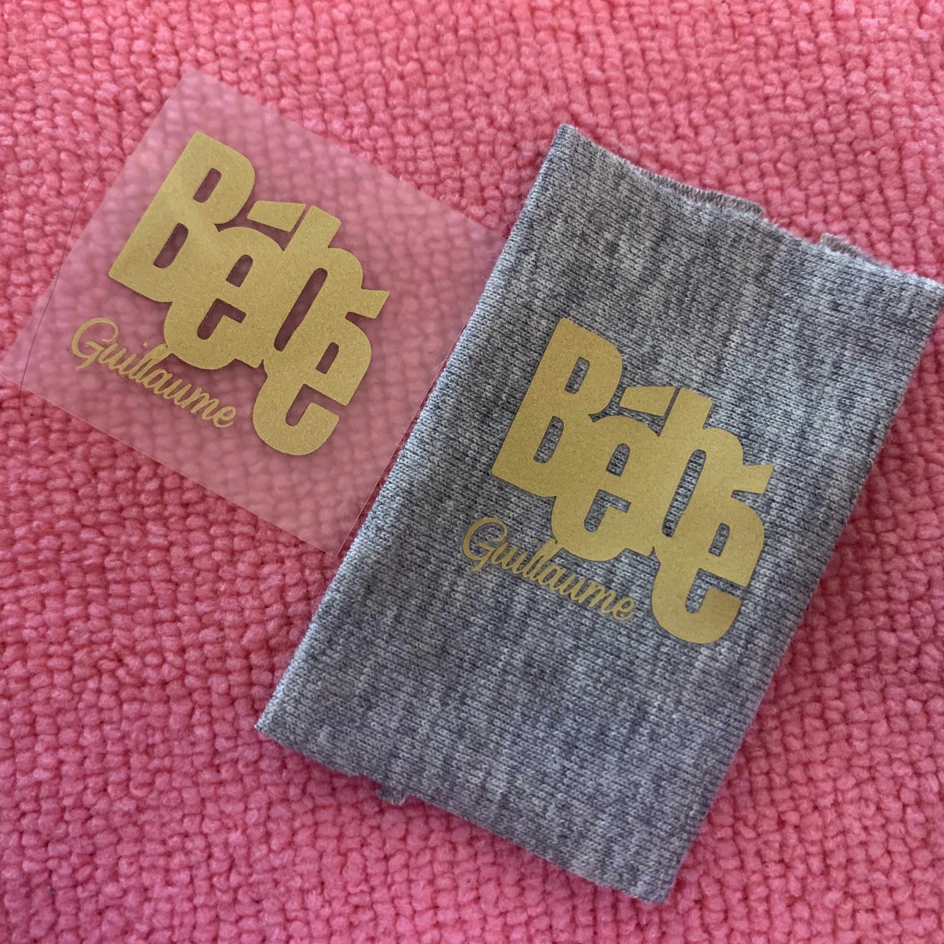 company logo clear PET film heat transfer printing label,not break clothing front logo heat press transfer sticker