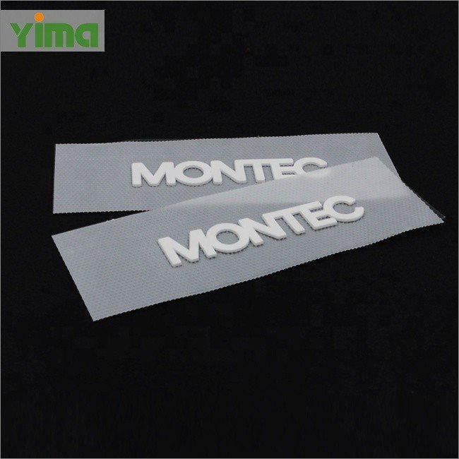 Custom 3d pink heat transfer LOGO label reflective gold silicone LOGO patch for clothing