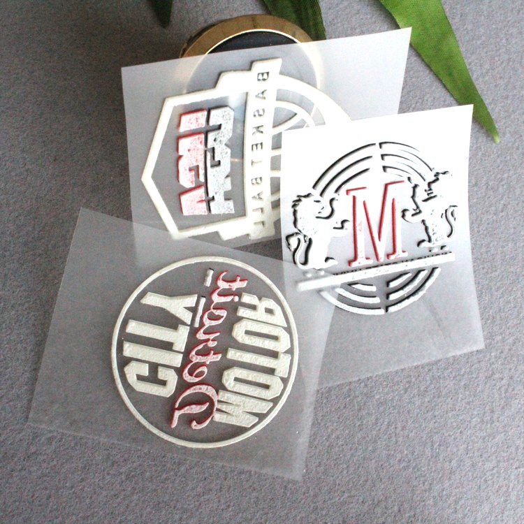 Custom Logo Printing Clothes hat Iron On 3d Embossed Pressed Heat Transfer Silicone Label For T-shirt Swimwear Fabric Shoes